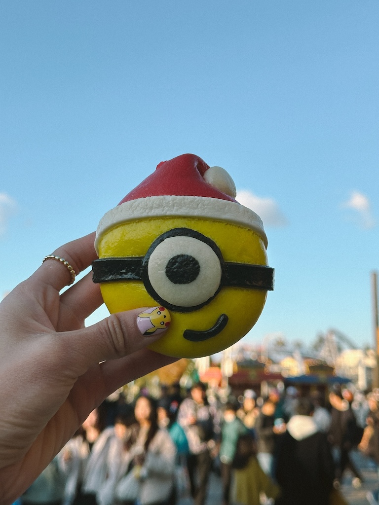 cute minion bun being held up at universal studios in osaka japan