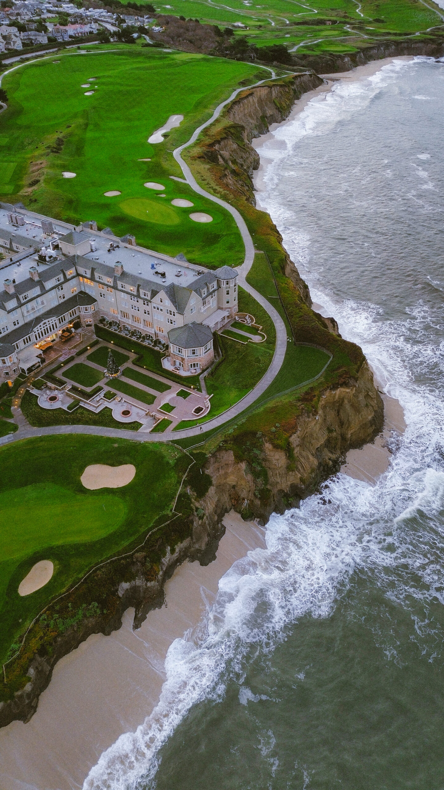 aerial view of the ritz carlton half moon bay for the perfect half moon bay weekend itinerary and half moon bay getaway